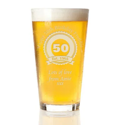£13.95 • Buy Engraved Beer Pint Glass 50th 60th 70th Personalised Birthday Gift Boxed Present