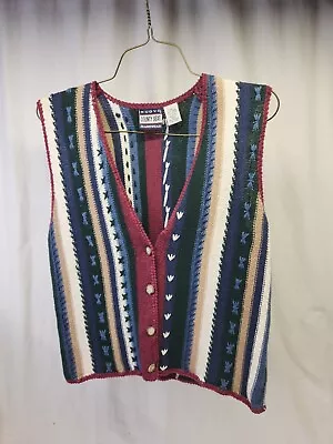 County Seat Nuovo Vest Sleeveless Size Medium Blue Embroidered Flowers Boho • $24.95