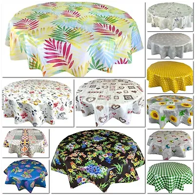 £12.99 • Buy ROUND Wipe Clean PVC Vinyl  Protector Oilcloth Table Cover Tablecloth