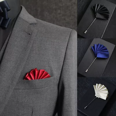 Men Suit Pocket Shirt Flower Brooch Jewelry Lapel Pin Wedding Bridegroom Brooch • £3.41