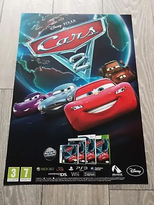 2011 Disney Pixar Cars 2 Promo Game Poster LIGHTNING MCQUEEN MATER FINN HOLLEY • $24.89