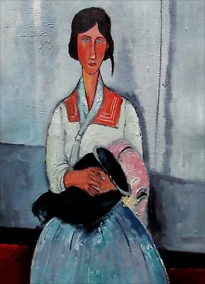 Amedeo Modigliani's Gypsy Woman Quality Hand Painted Oil Painting 12x16in • $64.95