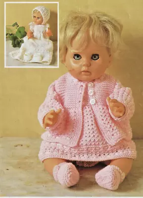 205 Baby Doll 4Ply Layette For 16 1/2  Doll Vintage Knitting Pattern COPY • £3.49