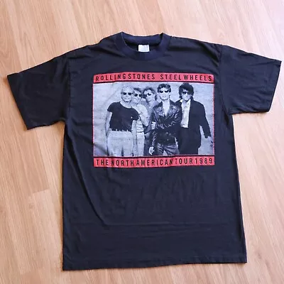 Vintage 80s 1989 THIN Rolling Stones Steel Wheels Concert Tour Shirt Mens Medium • $150