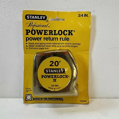 Vintage Stanley Tape Measure Rule 33-320 Power Lock II 20' NOS 1983 Made In USA • $44.99