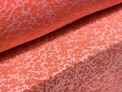 £3.49 • Buy Cotton Blend Burnout Single Jersey Devoré Fabric, Per Metre - Bright Coral Pink