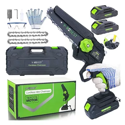 6  Mini Handheld Electric Chainsaw Cordless Chain Saw Wood Cutter Rechargeable • $35.99