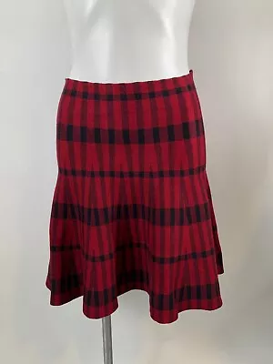 Max Edition By Max Studio Red Black Plaid Sweater Knit Flare Skirt M L • $34.95