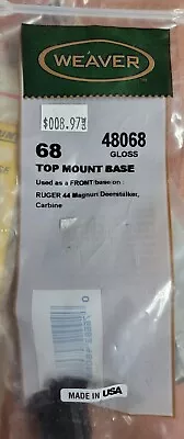 Weaver 68 Top Mount Base. Ruger Deerstalker Carbine. 48068 Gloss Blk. NOS  • $9.50