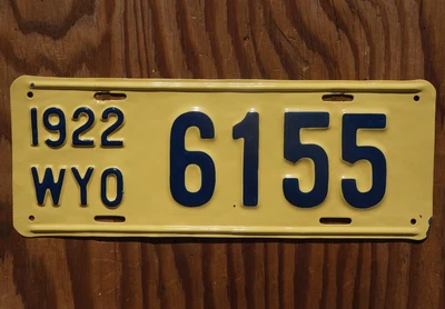 $139.99 • Buy 1922 Wyoming License Plate # 6155