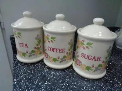 £30 • Buy Staffordshire Biltons/woolworths Country Lane Storage Jars X 3 Tea Coffee Sugar