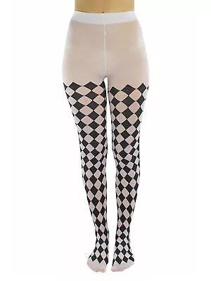 $16.99 • Buy Black & White Jester Diamond Harlequin Tights
