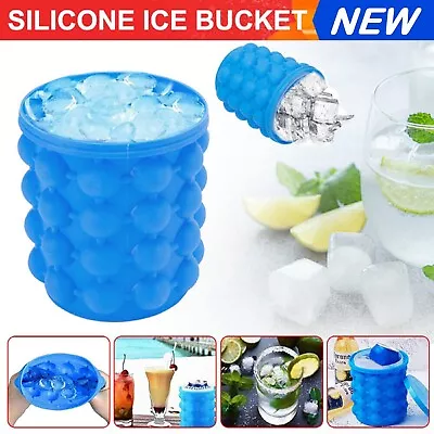 Silicone Ice Cube Magic Maker Revolutionary Space Saving Ice Tray Bucket Holder • $19.99