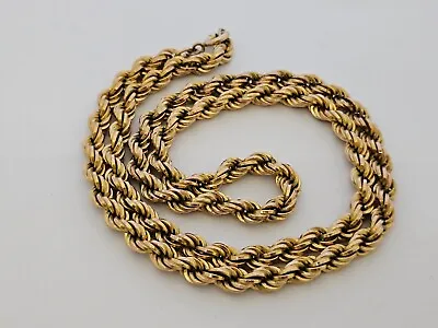 Heavy 9ct/ 375 Yellow Gold Rope Twist Chain/ Necklace C.1970's/ L 58 Cm/ 26.6 G • £795