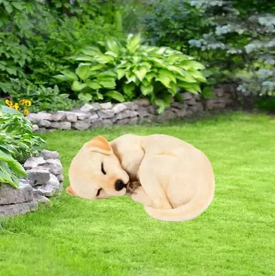 Sleeping Labrador Garden Ornament Resin Dog Puppy Statue Home Or Outdoor 10x27cm • £28.90