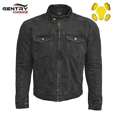 RIDERACT® Mens Denim Motorbike Jacket Reinforced Aramid Jacket Black Riding Gear • $99.52