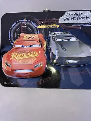 Lightning McQueen & Jackson Storm*Tin Lunchbox*Cars 24 Pc Puzzle NEW • $4.75