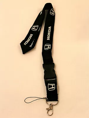 NEW BLACK HONDA Lanyard Car Motorcycle Cell Phone Key Chain MADE IN USA • $7.95