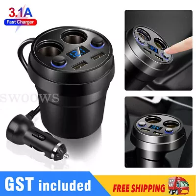 Multi Car Cigarette Lighter Socket Splitter USB 2 Way Dual Charger Power Adapter • $19.09