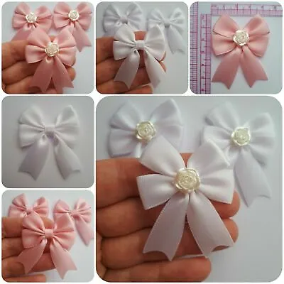 6 Satin Bows Card Invitation Making Craft Bows Appliques DIY Self Adhesive UK • £3.99