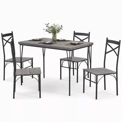 5 Pcs Modern Dining Set Table & Chairs Metal Frame Kitchen Dining Room Furniture • $158.97