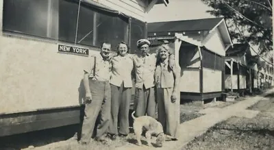 Vintage B&W Photo 2 Couples 1 Military Couple Welsh Terrier Dog 5  X 3  Original • $12