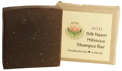 ATTIS Handmade Silk Neem Hibiscus Shampoo Bar | Sandalwood Oil • £4.50