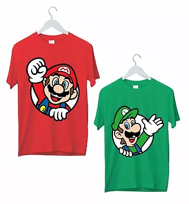 SUPER MARIO T-Shirt Mario And Luigi Vintage Game Brothers Matching Family Tops • £11.99