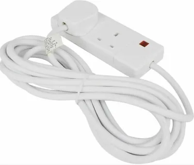 £11.99 • Buy 2 Way/Gang 6M Long Surge Protected Lead UK Plug Extension Cable Socket White