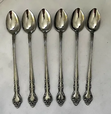 SIX 7-3/8  Iced Tea Spoons - COVENT GARDEN - Oxford Hall Stainless Japan • $14.95