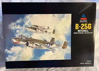 Accurate Miniatures 1/48 B-25G Mitchell Model Kit #3432 - Rare - NOB COMPLETE! • $16.50