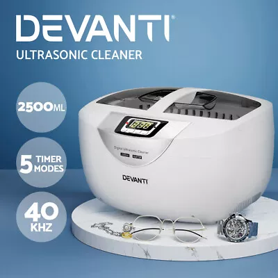 Devanti 2500ml Ultrasonic Cleaner Heater Jewellery Glasses Cleaning Machine 70W • $99.95