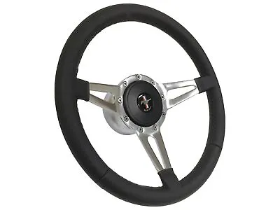 1968-78 Ford Mustang 9-Bolt Black Leather Slots Steering Wheel Kit Pony Emblem • $304.91