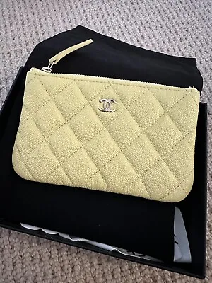 Chanel Yellow Caviar Leather O Case Wallet • £450