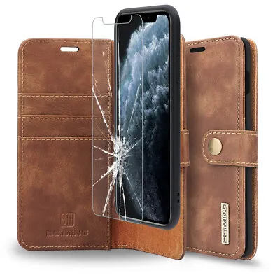 $28.49 • Buy IPhone 11 8 6s Black /Brown Genuine Leather Wallet Case With Credit Card Holder