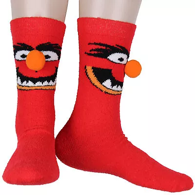 Disney The Muppets Socks Animal 3D Nose Adult Chenille Fuzzy Plush Crew Socks • £13.45