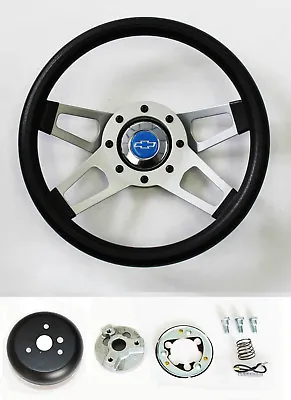 64-66 Nova Chevelle Impala Grant Black 4 Spoke Steering Wheel 13 1/2  Blue Cap • $149.49