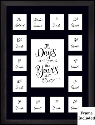 School Year Picture Frame Pre K-12 Collage Photo Display Graduation Black Solid • $35.25