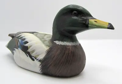 Glenn Huffman Signed Wood Hand Crafted-Painted Duck Decoy Miniature Glass Eyes • $28.95