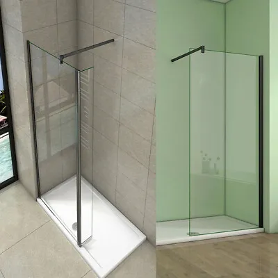 Walk In Shower Black Rotational Panel Wet Room Easy Clean Glass Screen • £112.50