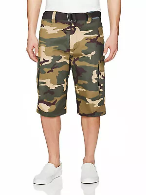 Men's Camo Cargo Military Army Multi Pocket Shorts With Belt • $34.64