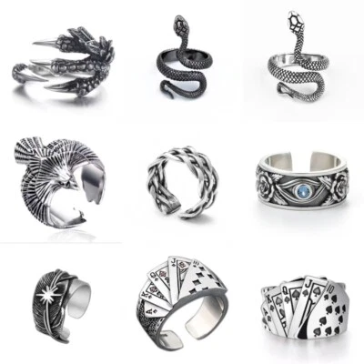 $11.66 • Buy Unisex Vintage Poker Claw Eye Of Horus Snake Braided Open Ring Gothic Punk Ring