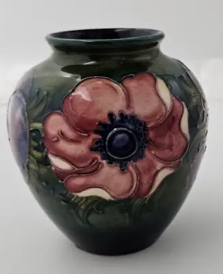 Vintage Moorcroft Anemone Vase Signed Mid 1940's 4  High • $150