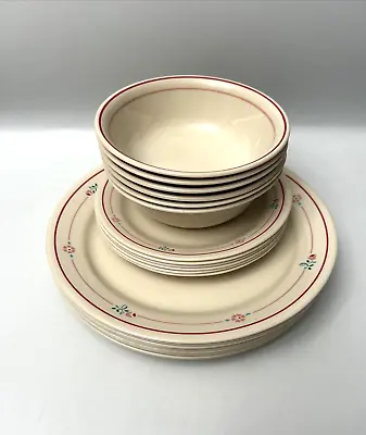 Vintage Corelle Cranberry Blossoms  18pc Dinnerware Set-Beige/red • $55