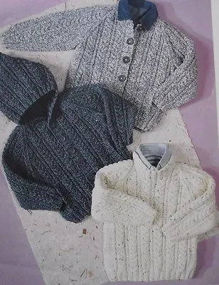 (bc25) Knitting Pattern - Aran Cable Baby / Childrens Jumpers 3 Styles 20  - 30  • £1.99