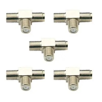 121AV F Type Connector To 2 Way T- Socket Satellite Splitter Adapter (Pack Of 5) • £2.95