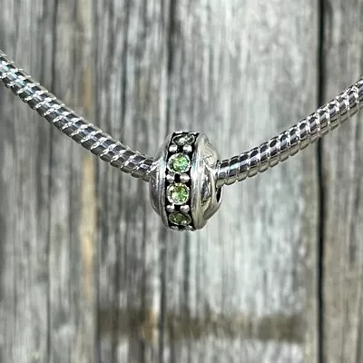 Birthstone August Peridot Green Stones Spacer Silver European Charm Bead • $14.95