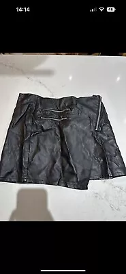 H&M Black Leather Zip Up Skirt • £2