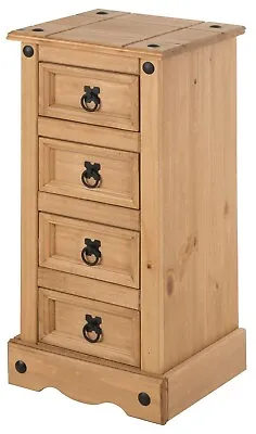 £49.99 • Buy Corona Bedside Table Chest Cabinet 4 Drawer Narrow By Mercers Furniture®