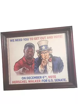 Herschel Walkeruncle Sam-get Out And Vote Picture- 12  X 1  X 10  Plastic Frame • $18.99